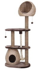 Katzenkratzbaum "BARELI" mit Birnenhöhle, Spielkugel und strukturiertem Sisalstamm zum Kratzen und Spielen.