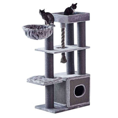 Kratzbaum "YANKO" mit Kletterflächen, Liegeplattformen und einem Spielseil für Katzenanspruchsvoll.