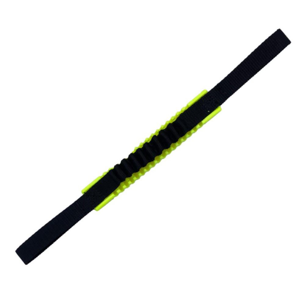 Elastischer Antischock-Gurt mit rutschfesten neonfarbenen Enden für optimalen Halt im Sport.