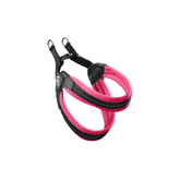 Rosa Hundegeschirr aus Mesh mit verstellbaren Riemen und D-Ringen, gepolstert für optimalen Komfort.