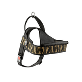 Hundegeschirr Primo Plus in Camouflage mit Gelb- und Brauntönen, strapazierfähig und gepolstert für Komfort.