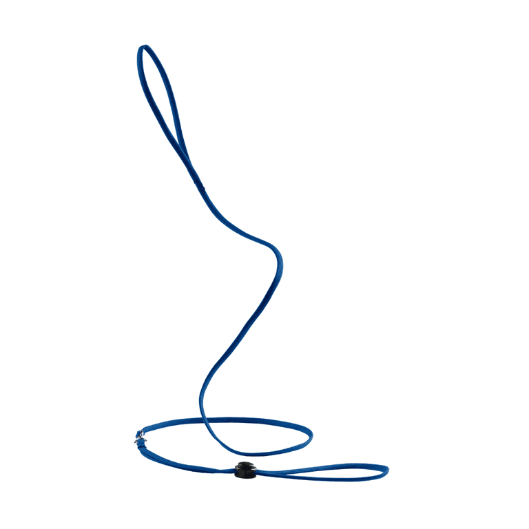 Blaue Schnur mit Schlaufe und verstellbarem Knoten, lang und flexibel für vielseitige Anwendungen.