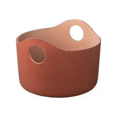 Runder Filzkorb in rustic brown, ideal zur Aufbewahrung von Hundespielzeug mit praktischen Griffen.