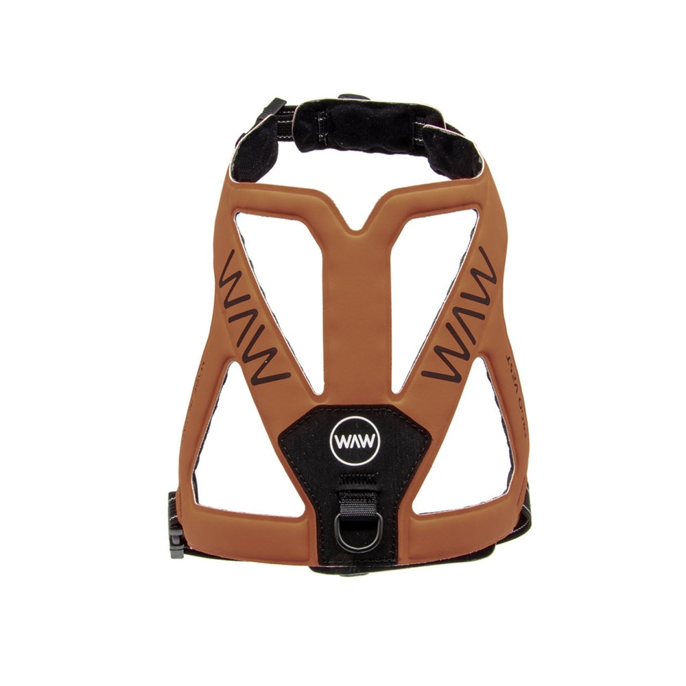 Braunes Hundegeschirr der ERGO VEST Village Line mit modernem Design und verstellbaren Elementen.