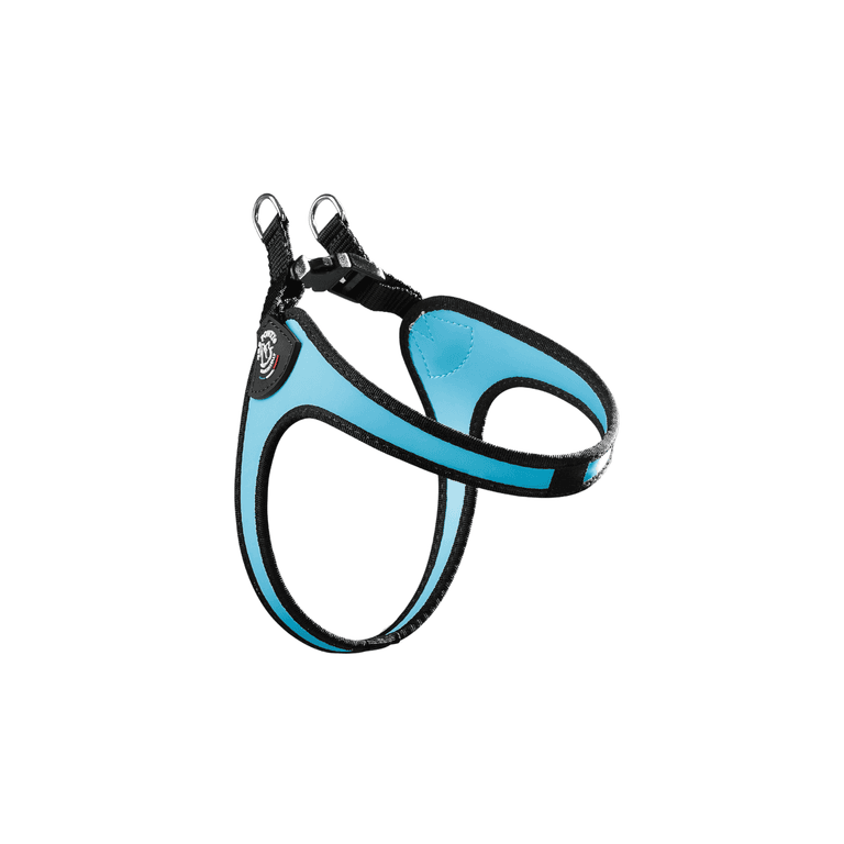 "Hundegeschirr Easy Fit Click Original in Blau-Schwarz mit ergonomischem Design und gepolsterten Bereichen für Komfort."
