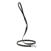 Elegante schwarze Hundeleine mit reflektierenden Details und silbernem Karabinerhaken für sicheres Gassigehen.