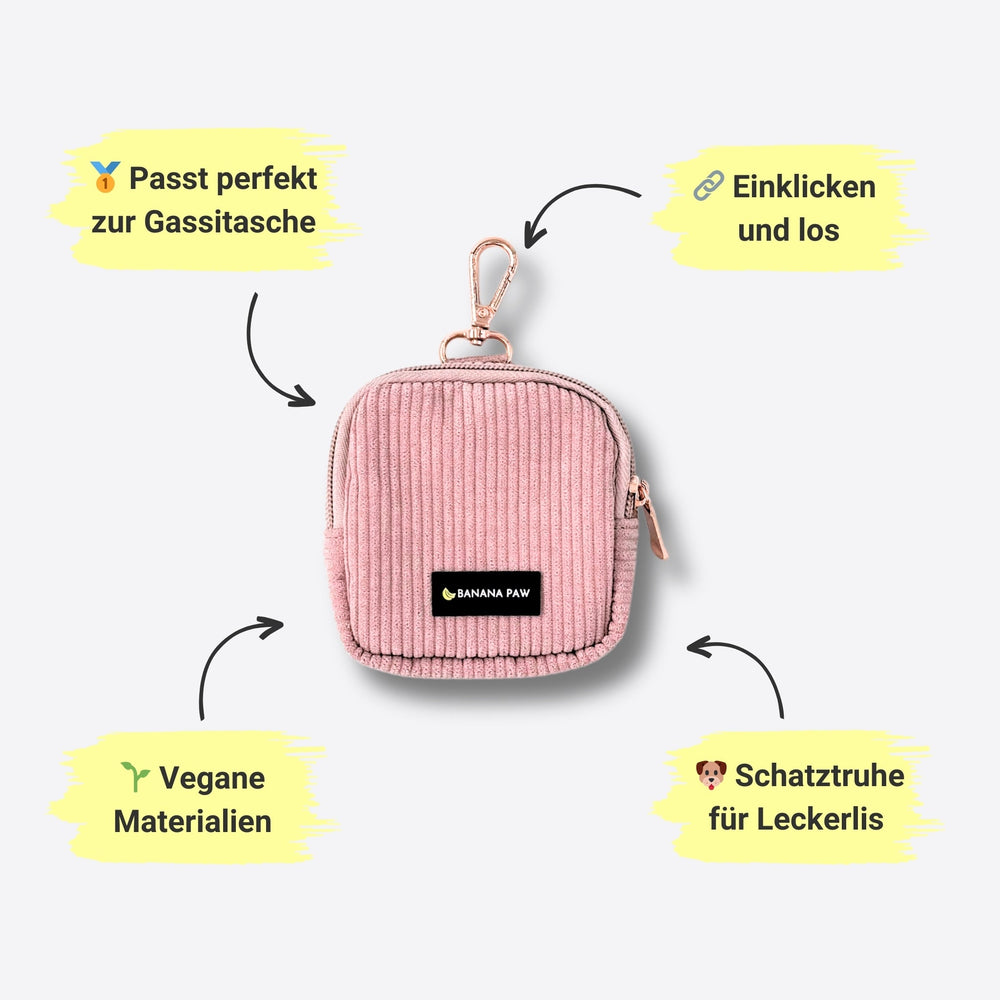Gassitasche Cord + Leckerlitasche (Rosewood Blush)