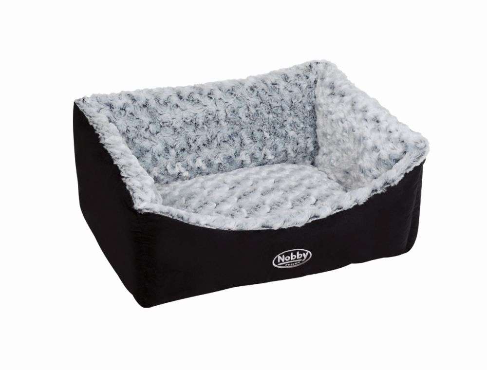 Gemütliches rechteckiges Hundebett "ARUSHA" in Grau mit schwarzer Außenhülle von Nobby, ideal für entspannte Hundeträume.