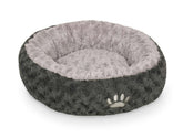 Flauschiges rundes Hundebett "SEOLI" in Grau mit erhobener Außenkante und weichem Innenfutter für optimalen Komfort.