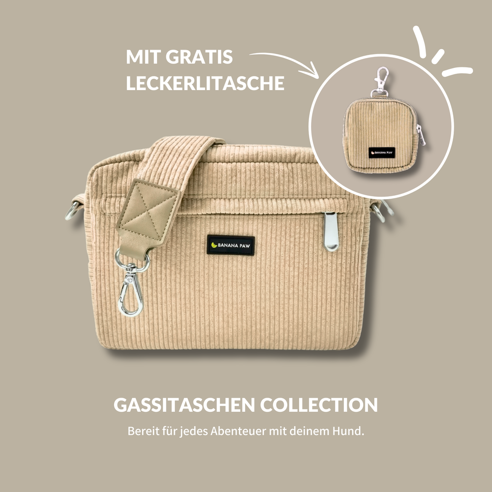 Gassitasche Cord + Leckerlitasche (Desert Dune)
