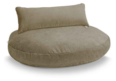 Rundes, beigefarbenes Sitzkissen mit hoher Rückenlehne, texturiert, modern, Bezug Set 2 tlg LUNA LOUNGE & Deko-Kissen TUDOR.