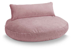 Rundes Sitzkissen und rechteckiges Rückenkissen Set in Rosa, strukturiert, LUNA LOUNGE Kollektion, perfekte Deko für Wohnzimmer.