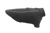 Grau Fleecejacke für Hunde mit aerodynamischem Schnitt und Reflexstreifen für Schutz und Wärme.