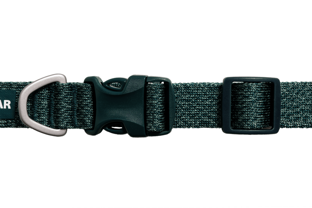 Grünes Front Range™ Flex Hundehalsband aus textilem Material mit stabiler Schnalle und D-Ring für die Leinenbefestigung.