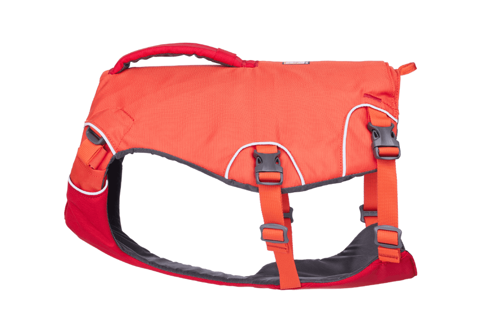 "Confluence™ Schwimmweste für Hunde in Orange, ergonomisch geformt für Komfort und Sicherheit im Wasser."