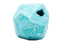 Robuster, geometrischer Nag-a-Rock™ in türkis-marmorierter Optik mit Befestigungsloch. Ideal für kreative Anwendungen.