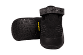 Schwarzer Ruffwear Hundeschuh mit rutschfester Sohle und verstellbarem Klettverschluss für optimalen Halt und Flexibilität.