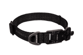 Schwarzes Ridgeline™ Halsband aus strapazierfähigem Material, robust mit Schnalle und D-Ring für aktive Hunde.