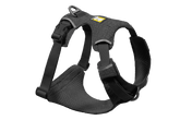 Schwarzes ergonomisches Hundegeschirr von Front Range® Flex mit verstellbaren Gurten und robustem, atmungsaktivem Material.