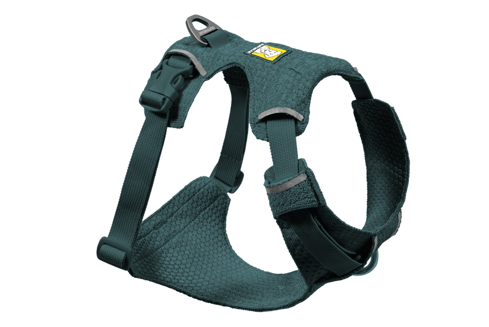 Dunkelgrünes Front Range® Flex Geschirr für Hunde, aus atmungsaktivem Material mit verstellbaren Riemen.