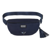 Dunkelblaue DOOG Neosport Hüfttasche mit gestanztem Muster und verstellbarem Tragegurt, ideal für aktive Freizeit.