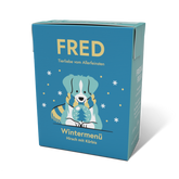 FRED Wintermenü 390g für Hunde, herzhaftes Nassfutter mit Wild, Gemüse und feinen Ölen für die kalte Jahreszeit.