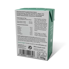 ALT-Tag für das Bild: Verpackung von FELIA Hirsch Katzenfutter (2er Set) mit Inhaltsstoffen und Fütterungshinweisen.