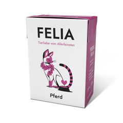 FELIA Pferd Katzenfutter 2er Set in eleganter Verpackung, hoher Fleischanteil, ohne Zusatzstoffe, für artgerechte Ernährung.