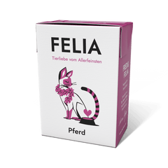 FELIA Pferd Katzenfutter 2er Set in eleganter Verpackung, hoher Fleischanteil, ohne Zusatzstoffe, für artgerechte Ernährung.
