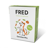FRED Gemüse-Mix für Hunde in moderner Verpackung, leicht verdaulich und ballaststoffreich für gesunde Ernährung.