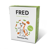 FRED Gemüse-Mix für Hunde in moderner Verpackung, leicht verdaulich und ballaststoffreich für gesunde Ernährung.