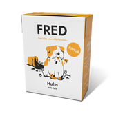 FRED Huhn mit Reis JUNIOR für Junghunde, nährstoffreich, frisch gekocht, ideale Portionen, unterstützt gesundes Wachstum.