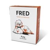 FRED Pute mit Kartoffeln für aktive Hunde, proteinreich, fettarm und leicht verdaulich, ideal für figurbewusste Vierbeiner.