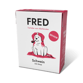 FRED Schwein Seniorfutter für ältere Hunde, unterstützt Gelenke und Vitalität, mit Lachsöl und Topinambur.