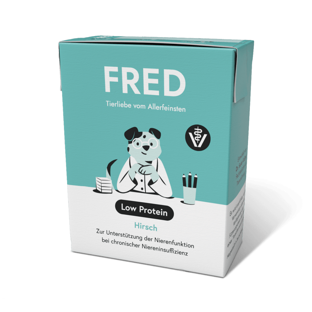 FRED VET Low Protein für Tiere mit Nierenproblemen, schonende Rezeptur zur Unterstützung der Nierenfunktion.