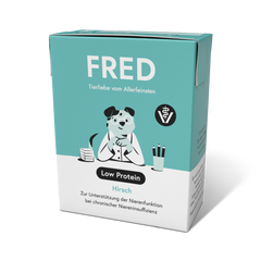 FRED VET Low Protein für Tiere mit Nierenproblemen, schonende Rezeptur zur Unterstützung der Nierenfunktion.