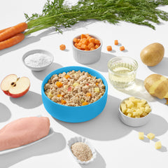 FRED VET Adipositas für Hunde: gesunde Zutaten wie Gemüse, Karotten und Äpfel zur Gewichtsreduktion und Sättigung.