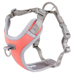 Korallenfarbenes Hundegeschirr Venture No-Pull mit gepolsterten, verstellbaren Riemen und Metall-D-Ring; strapazierfähig und leicht anzulegen.