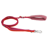 Rot-pinke Hundeleine mit gepolstertem Griff und stabilem Metall-Karabinerhaken, Modell Adjustable Leash Eco.