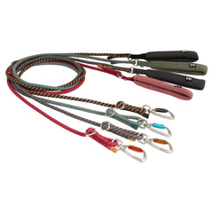 Mehrfarbige, verstellbare Hundeleinen mit gepolstertem Griff und Karabinerhaken in Rot, Blau, Grün und Schwarz. Eco-freundlich.