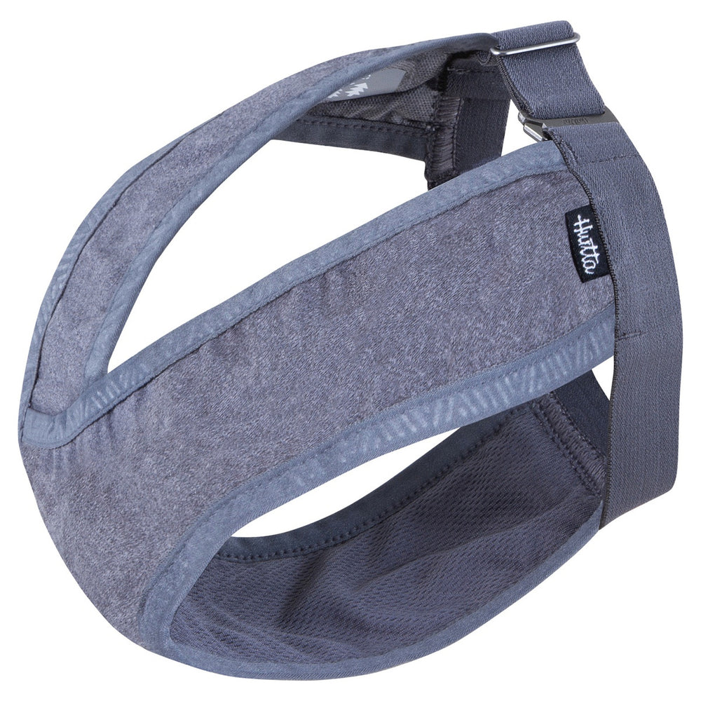 Graues Hundegeschirr mit verstellbaren Riemen, ergonomischem Design und gepolstertem Stoff, Breezy Hygiene Pants ECO Markenetikett.