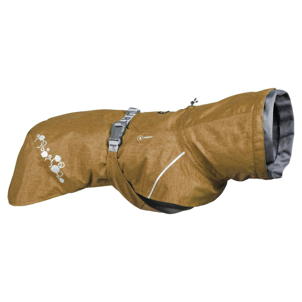 Regenmantel für Hunde, braun, reflektierend, verstellbarer Bauchgurt, Clipverschluss, wetterfest, Monsoon Coat II ECO.