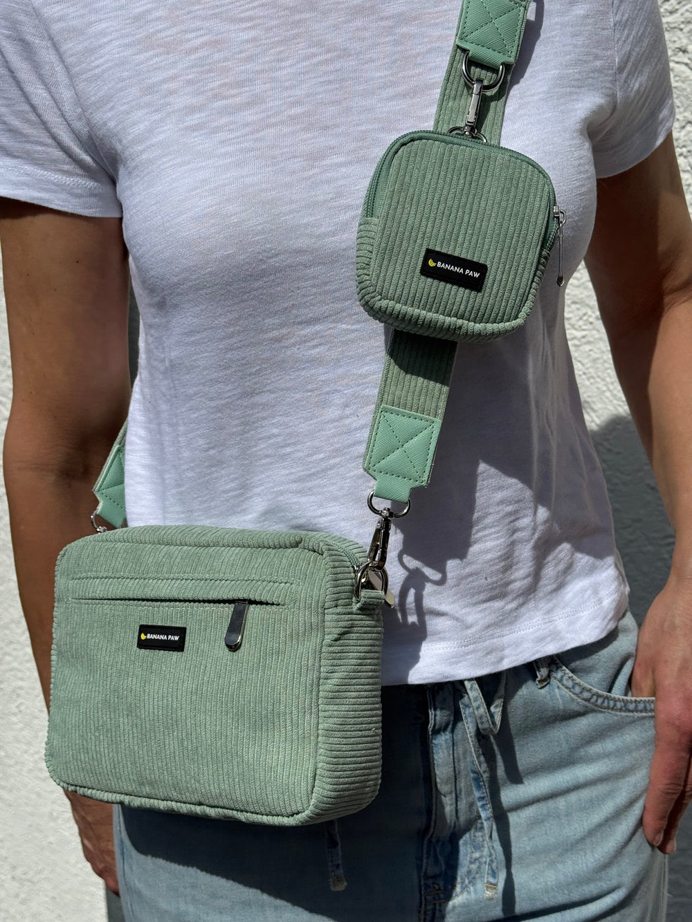 Gassitasche Cord + Leckerlitasche (Mint Bliss)