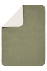 Wendedecke REVERSO in olivgrün und Weiß mit abgerundeten Kanten und grauer Naht, stilvoll und harmonisch abgestimmt.