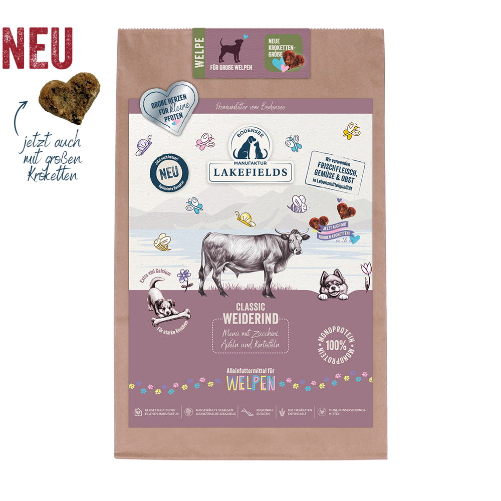 Classic Welpen-Trockenfutter Rind – große Kroketten – 2,5 kg