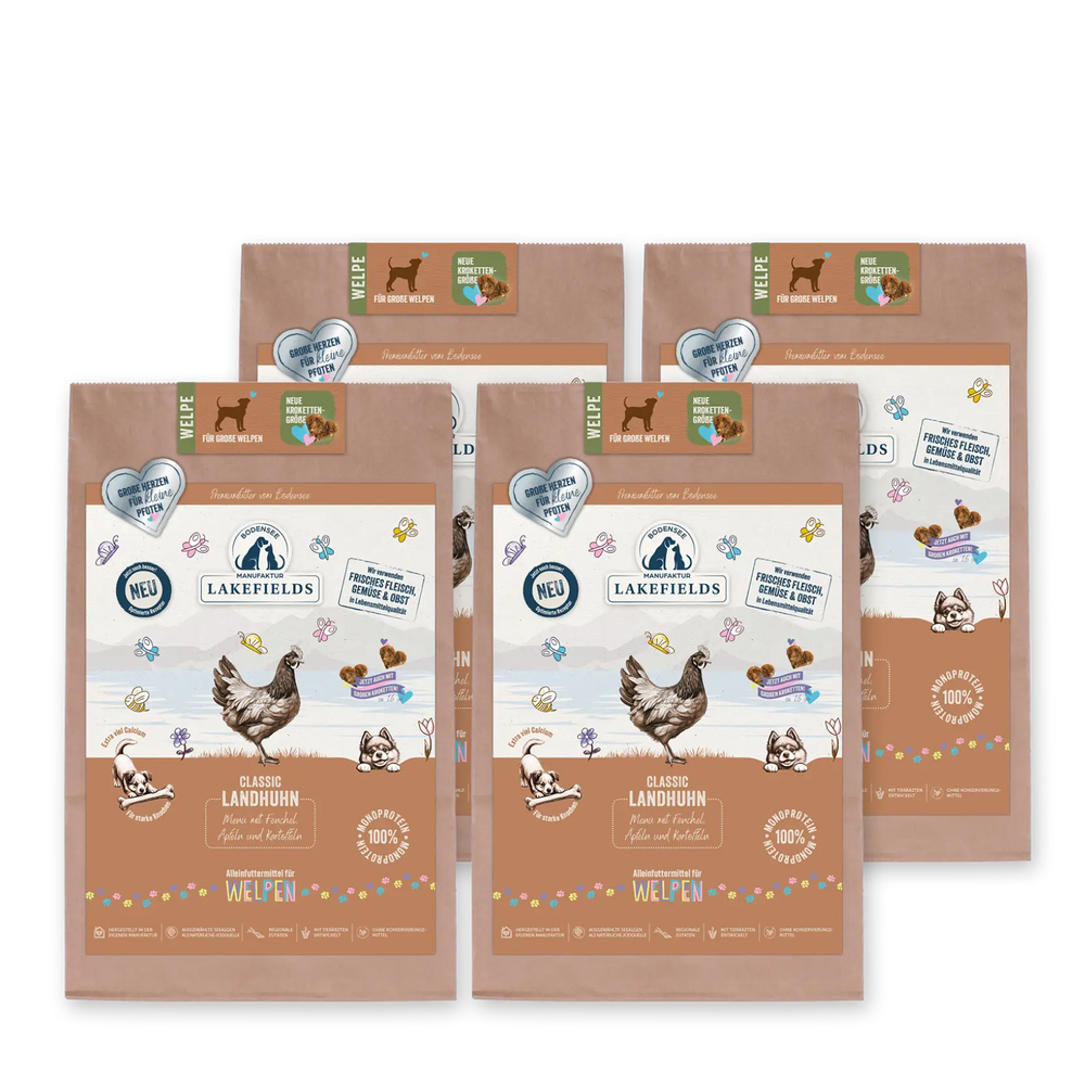 Classic Welpen-Trockenfutter Huhn – große Kroketten – 4 x 2,5 kg