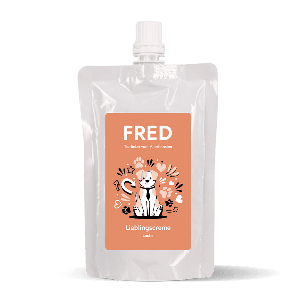 FRED Lieblingscreme Lachs 10er Set für Hunde, cremiger Snack mit intensivem Lachsgeschmack, praktische Tube für einfache Dosi
