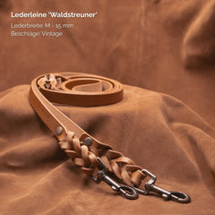 "Helle Lederleine Waldstreuner in M (15 mm) mit Vintage-Look und zwei Metallschnallen für Stil und Robustheit."