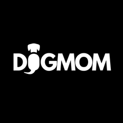T-Shirt "Dogmom" mit modernem Schriftzug und Hundesymbol auf schwarzem Hintergrund für Hundeliebhaberinnen.
