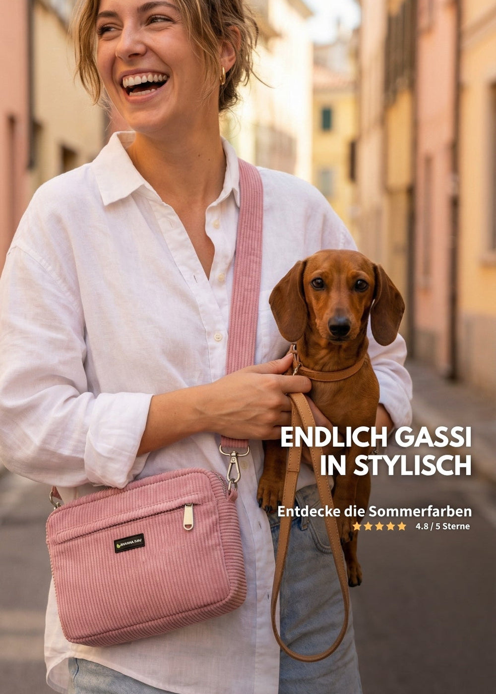 Gassitasche Cord + Leckerlitasche (Rosewood Blush)